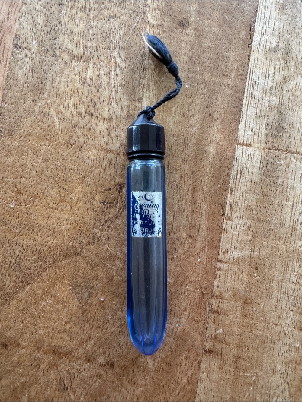 Vintage Evening in Paris Perfume Bottle For Travel, Cobalt Blue Glass w/Tassel